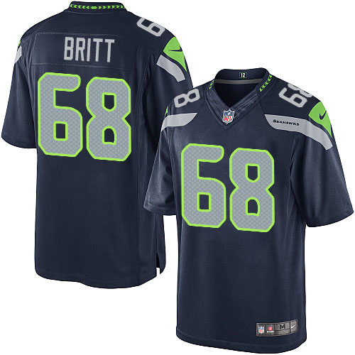 Youth Limited Justin Britt Nike Jersey Navy Blue Home - #68 NFL Seattle Seahawks